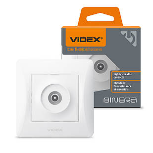Розетка TV одинарна телевізійна біла Videx Binera VF-BNSK1TVME-W 24440