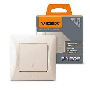 Вимикач одноклавішний прохідний кремовий Videx Binera VF-BNSW1P-CR 24680