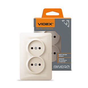 Розетка подвійна кремова Videx Binera VF-BNSK2-CR 24696