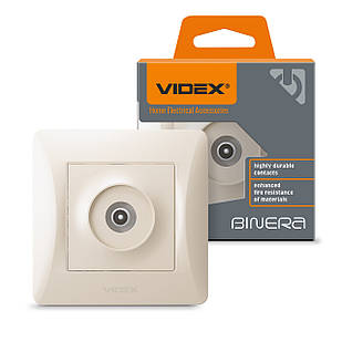Розетка TV одинарна телевізійна кремова Videx Binera VF-BNSK1TVME-CR 24702