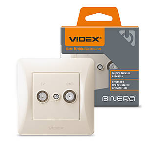 Розетка TV+SAT кінцева кремова Videx Binera VF-BNSK2TVSATE-CR 24703