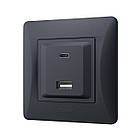 Розетка USB-A + USB-C PD20W чорний графіт Videx Binera, фото 4
