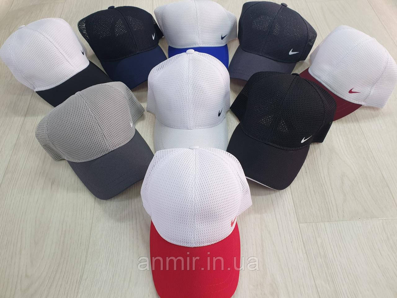 Кепка чоловіча літня NIKE із сіткою поліестер котон 56-60 см, кольору міксом