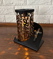 Лампадка мала на сонячній батареї золота,імітація полум'я свічки, 15 см