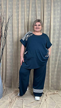 Вільний костюм із двонитки "Колін" (футболка + штани) Oversize 66-68 70-72 74-76, фото 5