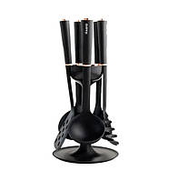 Набір кухонних приладів MAGIO, MG-1140, 5 кухонних приладів + підставка, чорний  (SHiz16786)
