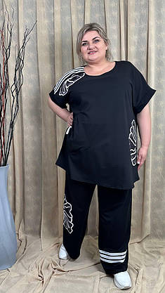 Вільний костюм із двонитки "Колін" (футболка + штани) Oversize 66-68 70-72 74-76, фото 4