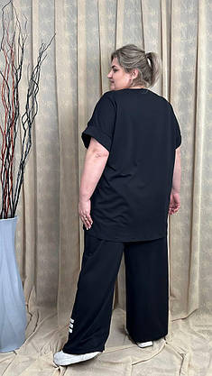 Вільний костюм із двонитки "Колін" (футболка + штани) Oversize 66-68 70-72 74-76, фото 3