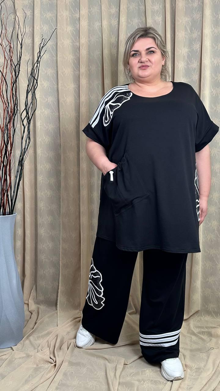 Вільний костюм із двонитки "Колін" (футболка + штани) Oversize 66-68 70-72 74-76