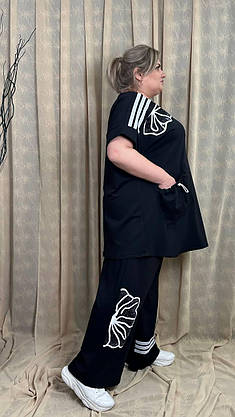 Вільний костюм із двонитки "Колін" (футболка + штани) Oversize 66-68 70-72 74-76, фото 6