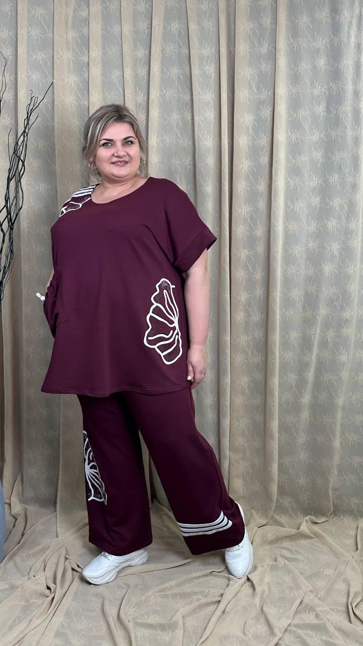 Вільний костюм із двонитки "Колін" (футболка + штани) Oversize 66-68 70-72 74-76