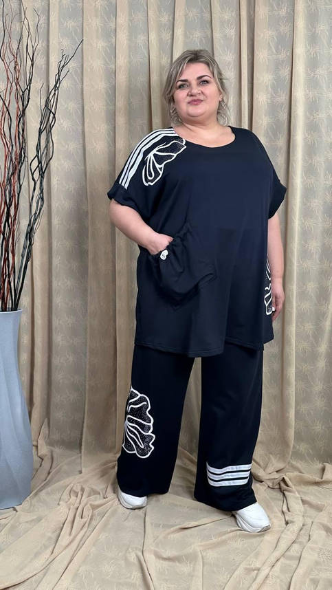 Вільний костюм із двонитки "Колін" (футболка + штани) Oversize 66-68 70-72 74-76, фото 1