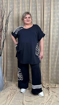 Вільний костюм із двонитки "Колін" (футболка + штани) Oversize 66-68 70-72 74-76, фото 5