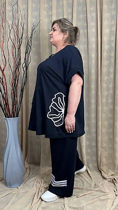 Вільний костюм із двонитки "Колін" (футболка + штани) Oversize 66-68 70-72 74-76, фото 4