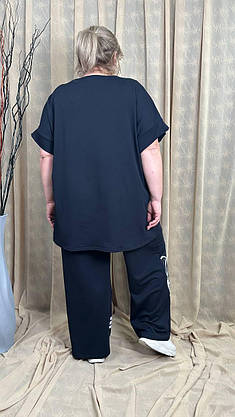 Вільний костюм із двонитки "Колін" (футболка + штани) Oversize 66-68 70-72 74-76, фото 2