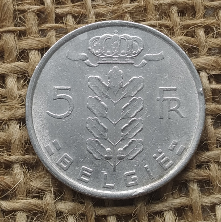 5 франкiв 1972 року. Бельгiя