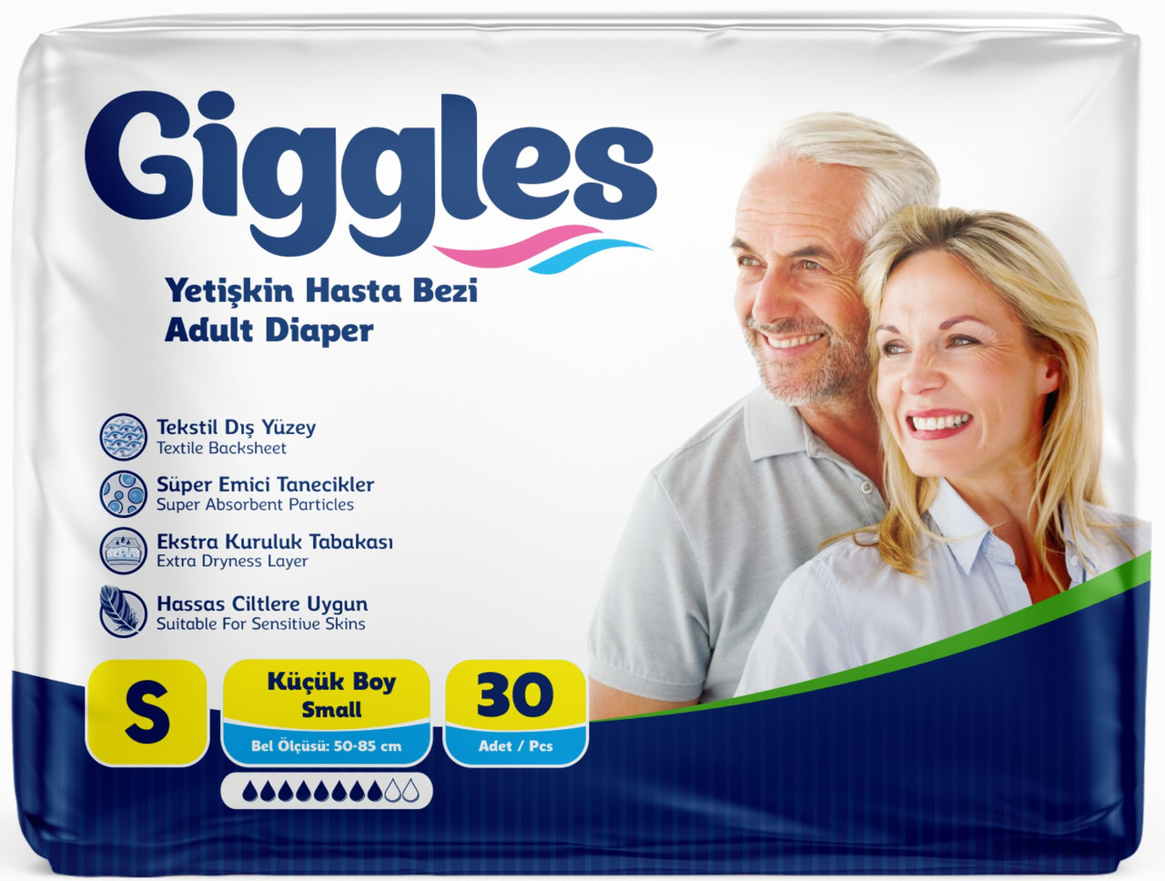 Підгузки для дорослих Giggles Small 8 крапель 50-85 см. (30 шт.)
