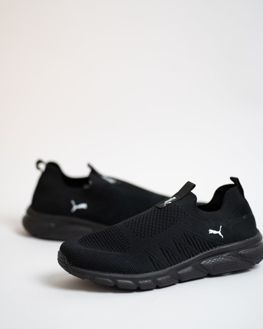 Чоловічі літні кросівки мокасини дихаючі Puma Black чорні