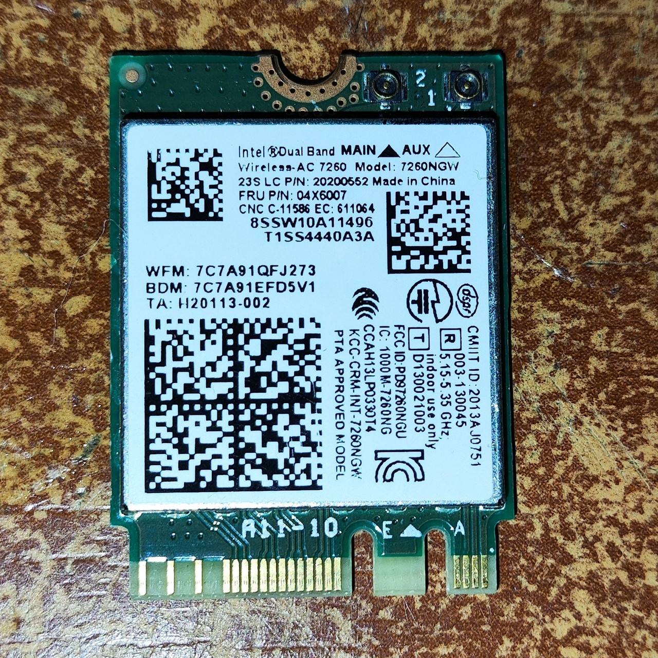 Wifi модуль/адаптер Intel Dual Band Wireless AC 7260 Model(7260NGW) P/N: 20200552/ FRU P/N:04X6007