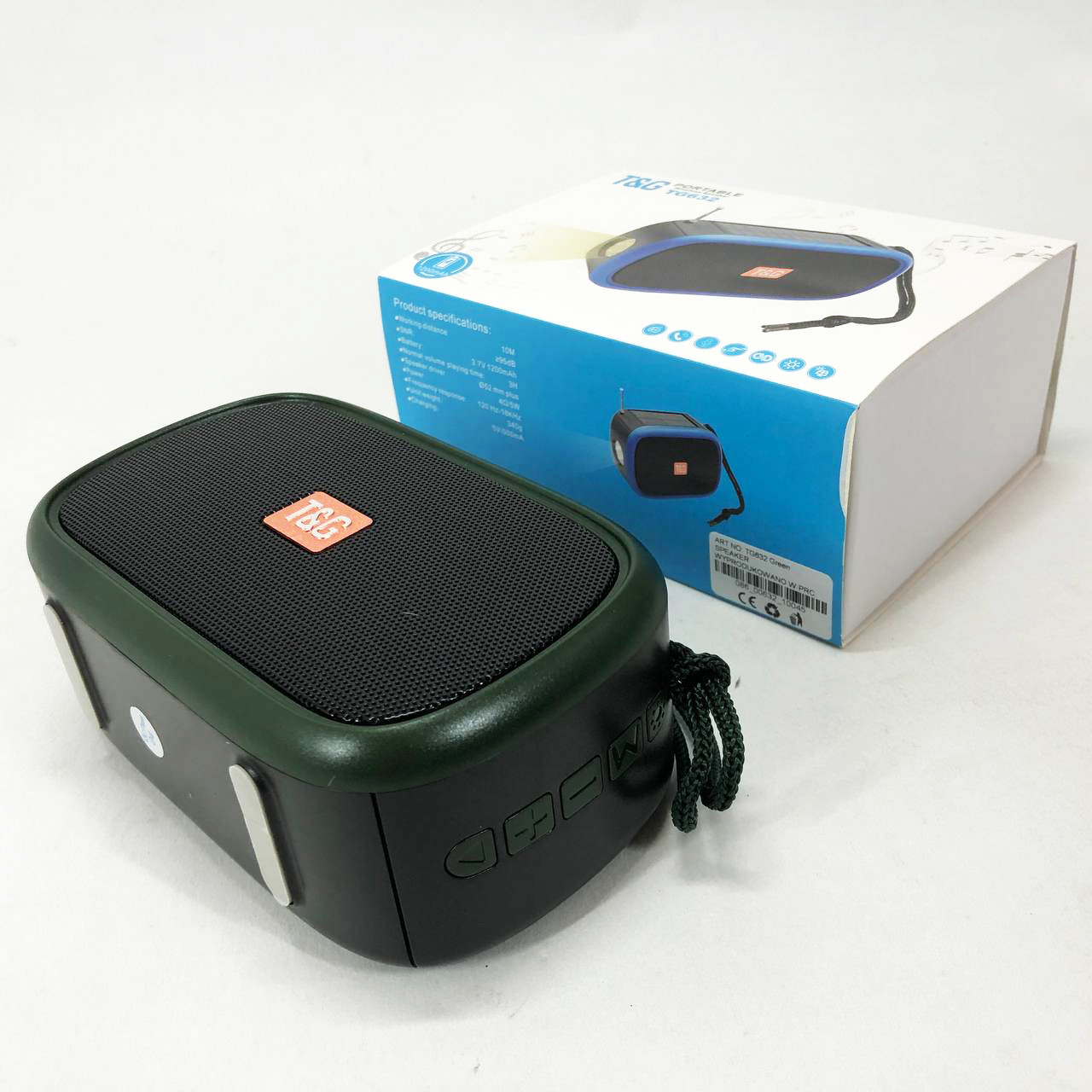 Bluetooth-колонка TG632 з радіо, ліхтарем, сонячною батареєю та гучномовцем. Колір: зелений, фото 1