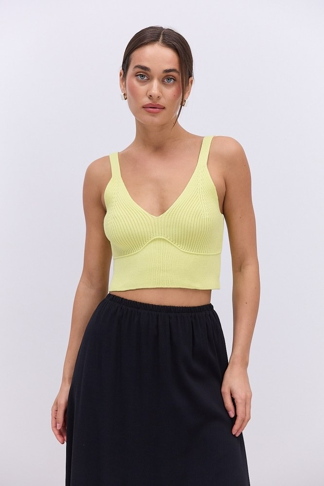 Жіночий короткий в'язаний топ зі швом під грудьми, фото 1