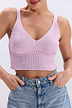 Жіночий короткий в'язаний топ зі швом під грудьми, фото 7