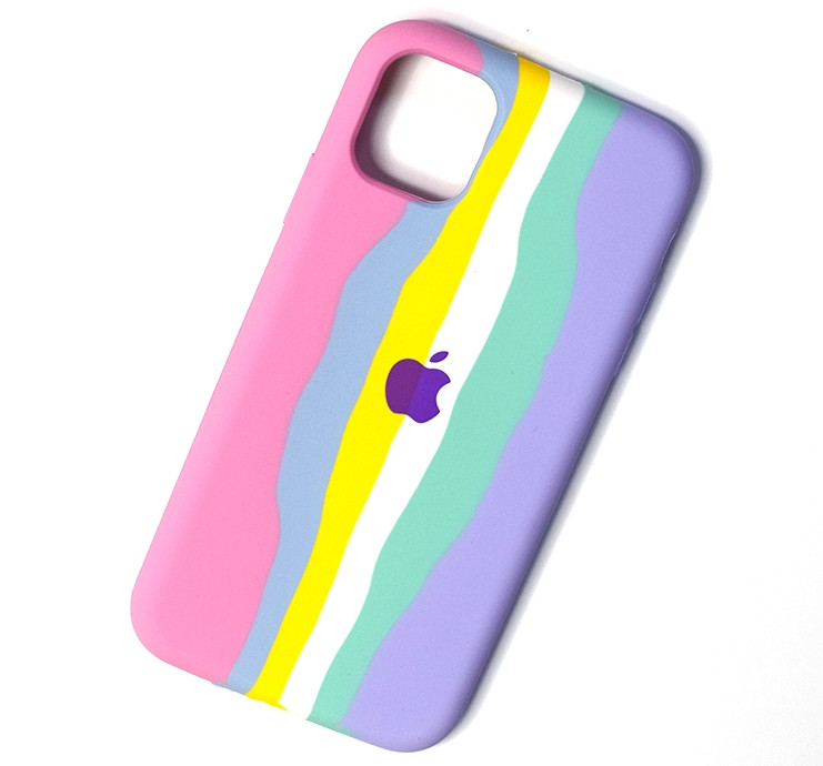 Силіконовий чохол для iPhone 11 Pro Max - Rainbow, Різнокольоровий / Рожевий, фото 1