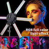 Кольорова лампа для підлоги HD-60X-RGB (6 лампочок) на штативі для освітлення (+тримач для телефону), 60 Вт., фото 6