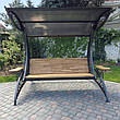 Садові гойдалки "Дубай" чорного/коричневого кольору, матеріал основи сидіння - дуб, фото 7