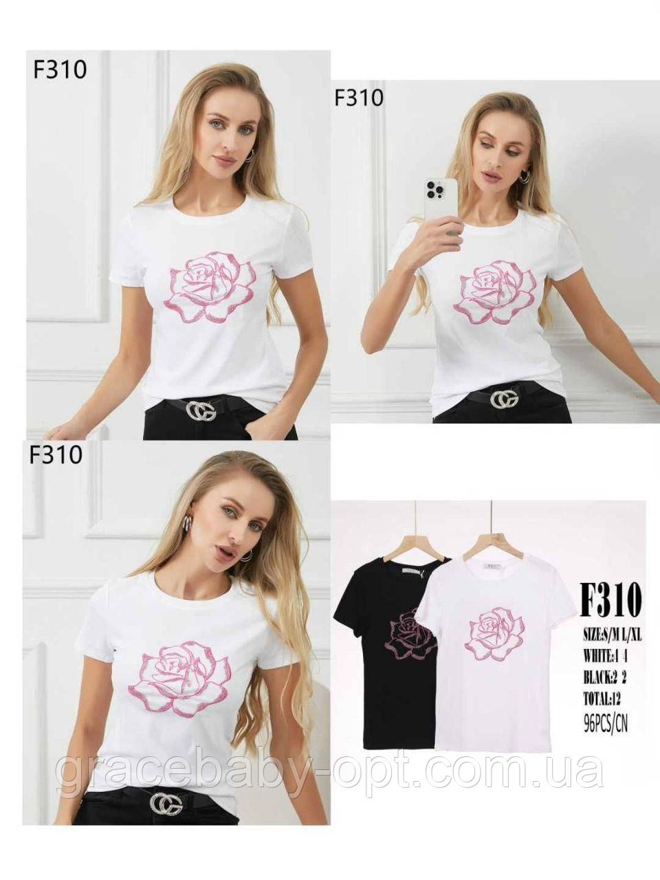 Футболка жіноча оптом, S/M-L/XL рр.,  № Si-F310, фото 1
