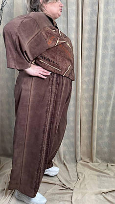 Костюм літній (Туніка-сорочка + Спідниця-штани) "Дубай" Oversize 62-64 66-68 70-72 74-76, фото 4