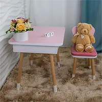 💝Дитячий стіл з пеналом + стілець з м'якою сідушкою, в коробці, 88359 Рожевий