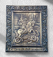 Икона резная из натурального дерева фигурная ясень ЧПУ "Икона Святого Георгия Победоносца"