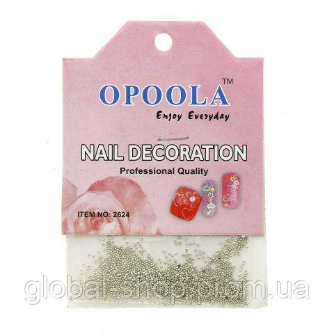 Бульйонки для декору нігтів сріблясті, Global Fashion