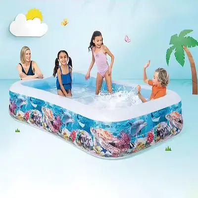 Великий надувний басейн дитині від 6 років Дитяча зона для ігор у воді 305х183х56 см Об'єм 1020 л Прямокутний