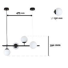 Чорна сучасна люстра на 6 плафонів (52-9802-6 BK+WH), фото 4