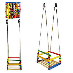 06 Гойдалка пластик/дерево, для дітей від 3 до 5 років, до 50 кг, у сітці