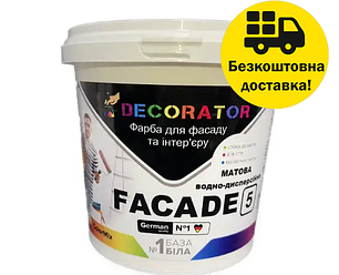 Фарба фасадна TM DECORATOR Facade 5 (біла В1) 1л, фото 1
