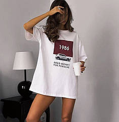 Футболка біла з коротким рукавом із принтом порше жіноче модне повсякденне літо