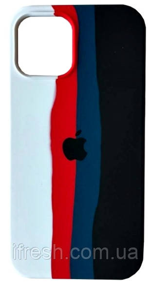 Силіконовий чохол для iPhone 12 Pro Max - Rainbow, Різнокольоровий / Білий, фото 1