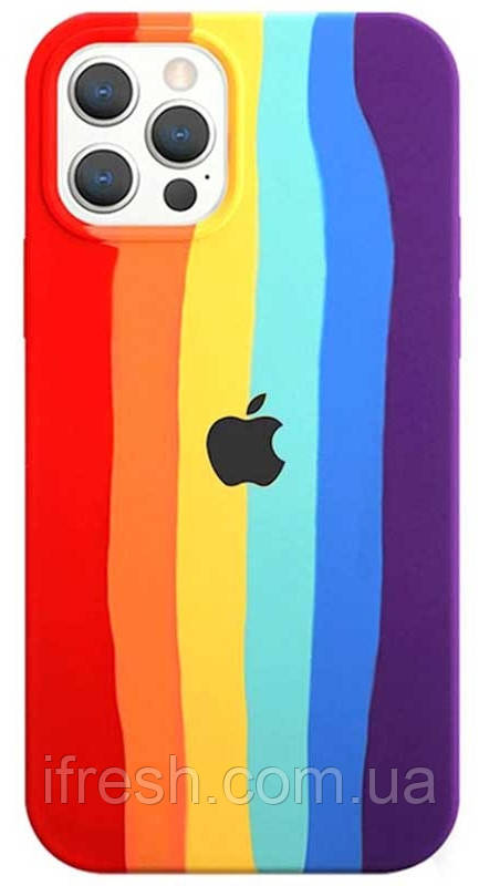 Силіконовий чохол для iPhone 12 Pro / 12 - Rainbow, Різнокольоровий / Червоний, фото 1