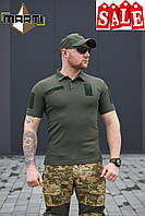Тактична футболка-поло CoolPass Олива | Велкро панелі, анатомічний крій, не вигорає