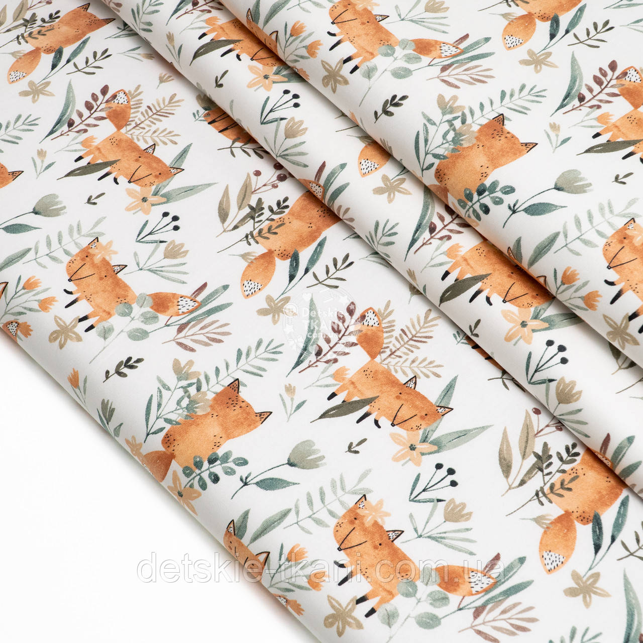 Сатин "Лисички та гілочки", №5577с, фото 1