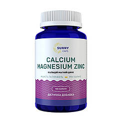 Кальцій, магній, цинк, Calcium, Magnesium, Zinc, Sunny Caps, 100 капсул