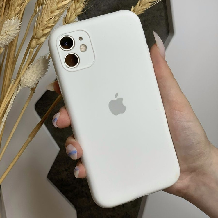 Чохол із закритою камерою для iPhone 11 - Cіліконовий з мікрофіброю, White (Full)