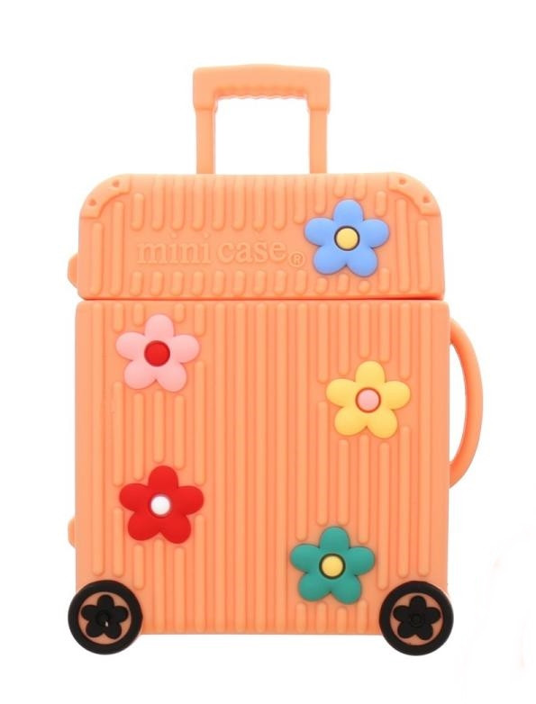 Чохол для AirPods 2/1 series - Suitcase (Валіза), силіконовий, Помаранчевий