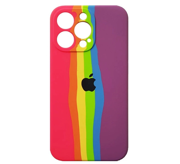 Силіконовий чохол для iPhone 13 Pro - Rainbow, Різнокольоровий / Рожевий
