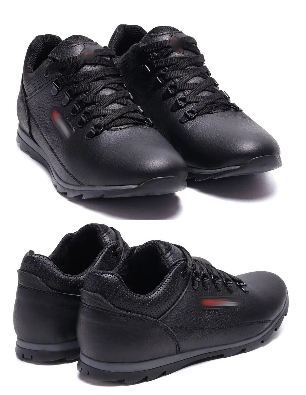 Чоловічі шкіряні кросівки 600, чоловічі спортивні шкіряні туфлі чорні, кеди повсякденні. Чоловіче взуття, фото 1