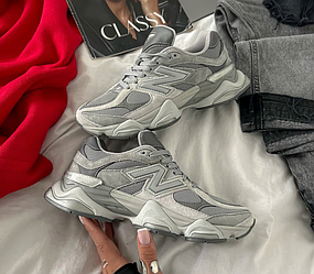 Жіночі кросівки New Balance 9060 grey сірі Нью Баланс весна літо замша текстиль