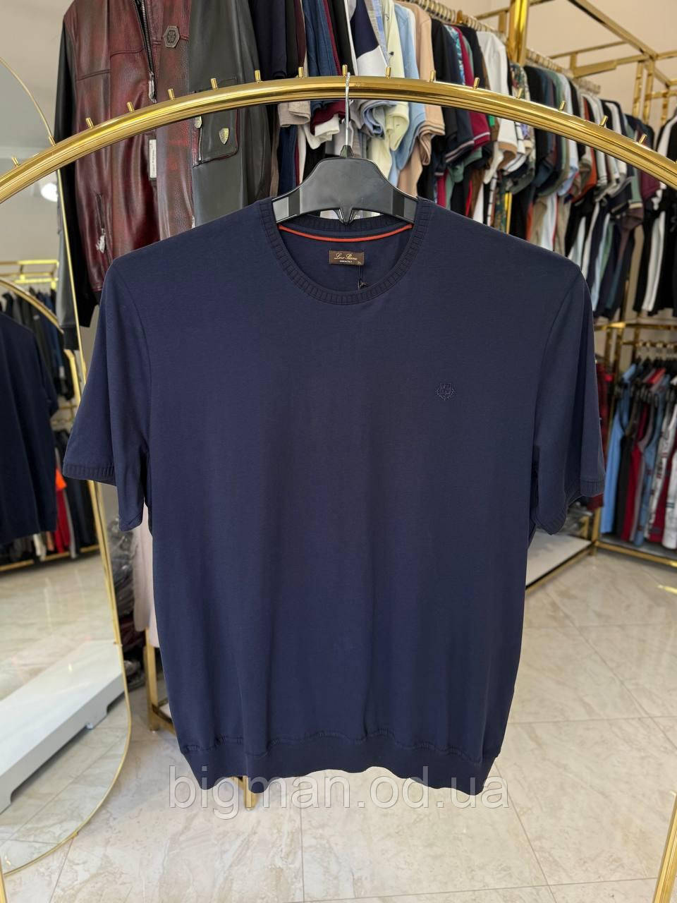 Чоловіча футболка манжет ЛОРО 5101 (батал) 3-6XL синя